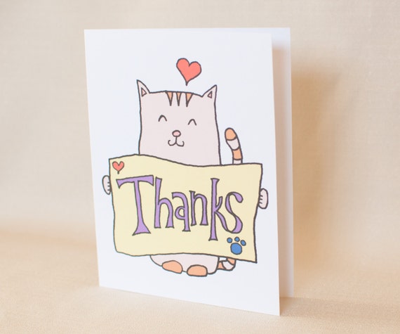 Items similar to Orange Tabby Cat Thank You Card, Happy Cat, Cat ...