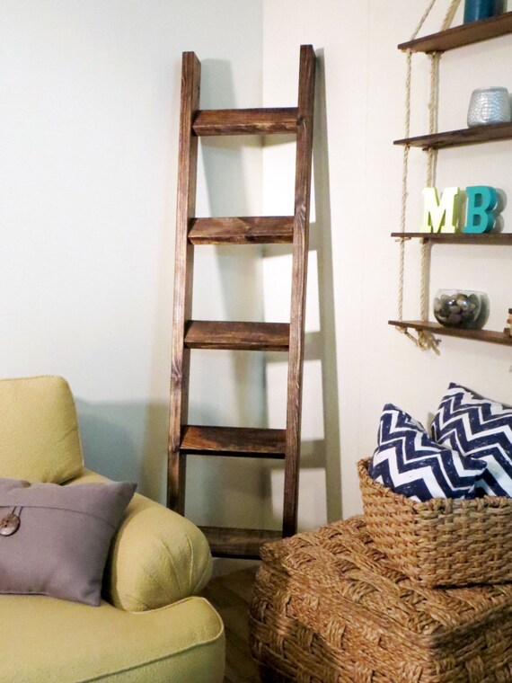 6 ft Rustic Wood Blanket Ladder Rustic Ladder by JustKnotWood