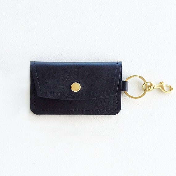 Leather Keychain Wallet Keychain Credit Card by JillyDesigns