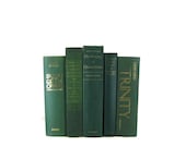 Green Decorative Books ,  Green Vintage Books ,  Home Decor , Old Books , Vintage Photo Props , Table Setting , Wedding Decor