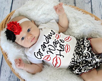 Valentines Day Baby Girl Outfit baby cloths Grandma Was Here Newborn Girl Take Home Outfit Bodysuit options for complete outfit Baby Gift
