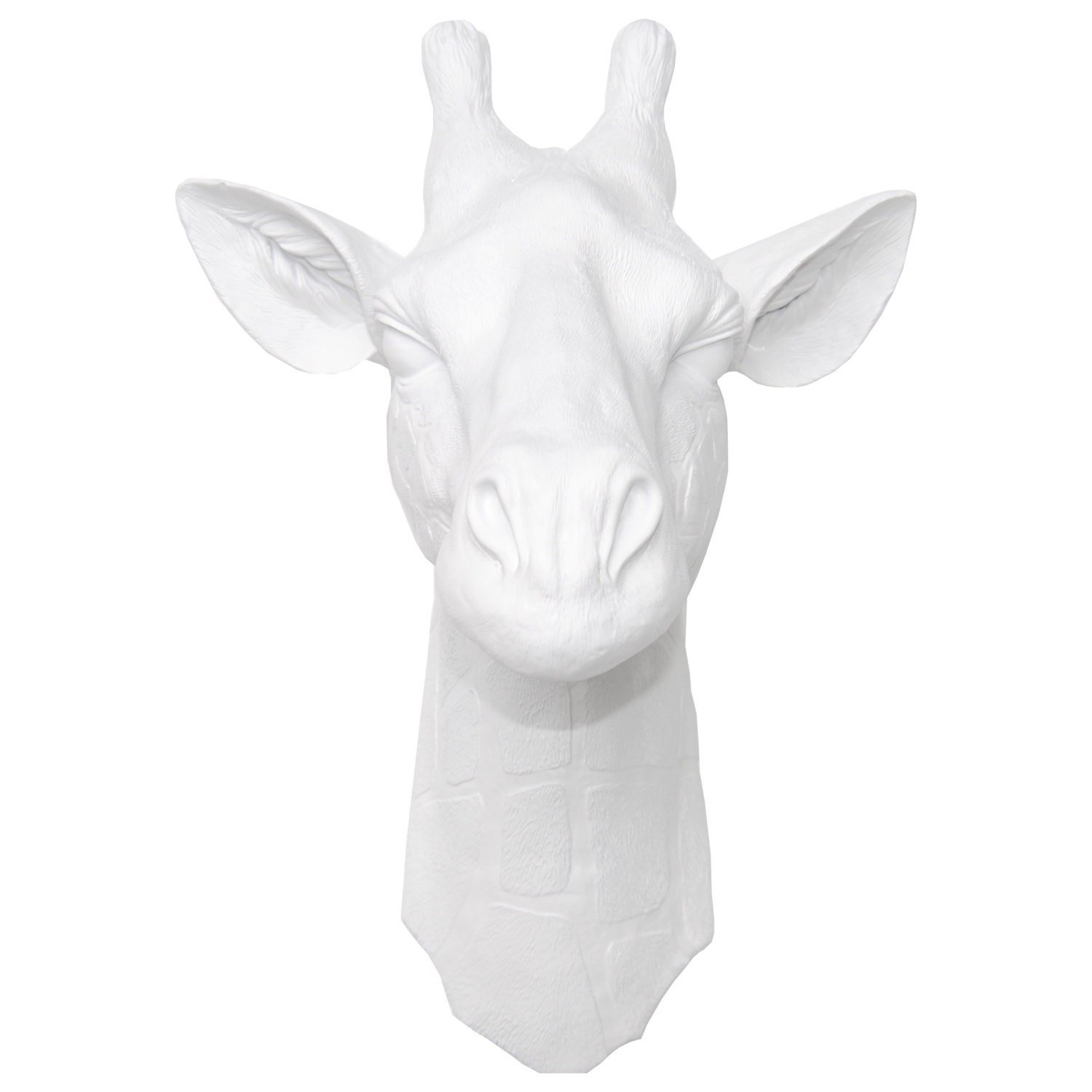 Faux Taxidermy Resin White Giraffe Head Wall Decor White
