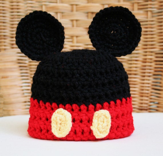 Crochet Disney Inspired Mickey Mouse Ears Beanie Newborn