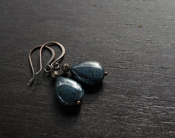 Blue Dumortierite Teardrop Earrings