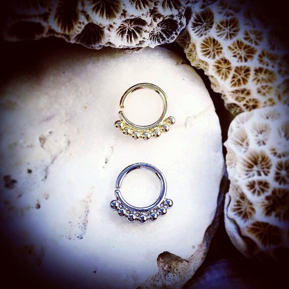 Aztec Circle Septum Ring Silver Tribal Earring by ThrowBackAnnie