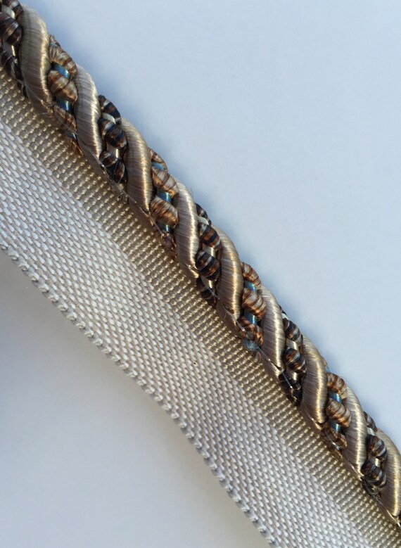 Braided Lip Cord Twisted Trim Brown & Champagne 1/4 X 6