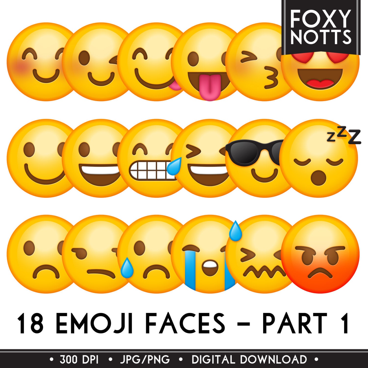 Emoji Clipart Smiley Faces: Digital Download High by foxynotts