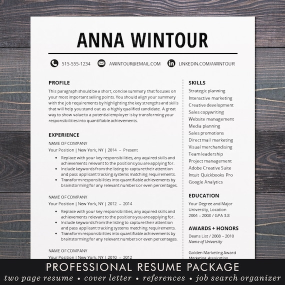 resume template cv template for word mac or pc