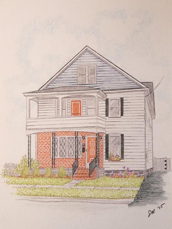 custom home watercolor