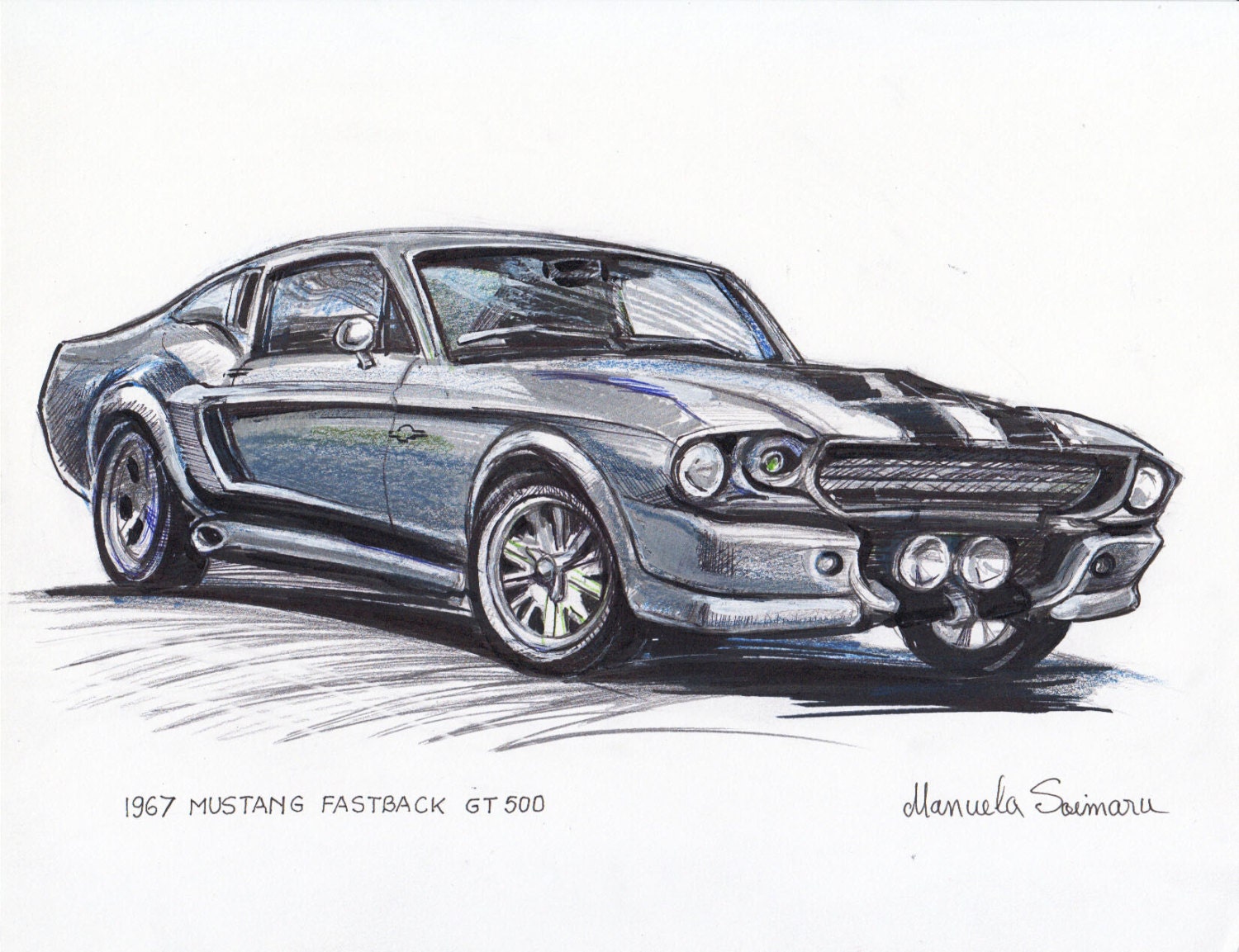 1967 Ford Mustang Fastback Eleanor Illustration Classic Car