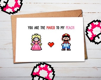 Super Mario, Valentine Card, Mario Valentines, Mario Gifts, Birthday Card, Anniversary Card, Card for Him, Card for Boyfriend, Card Husband
