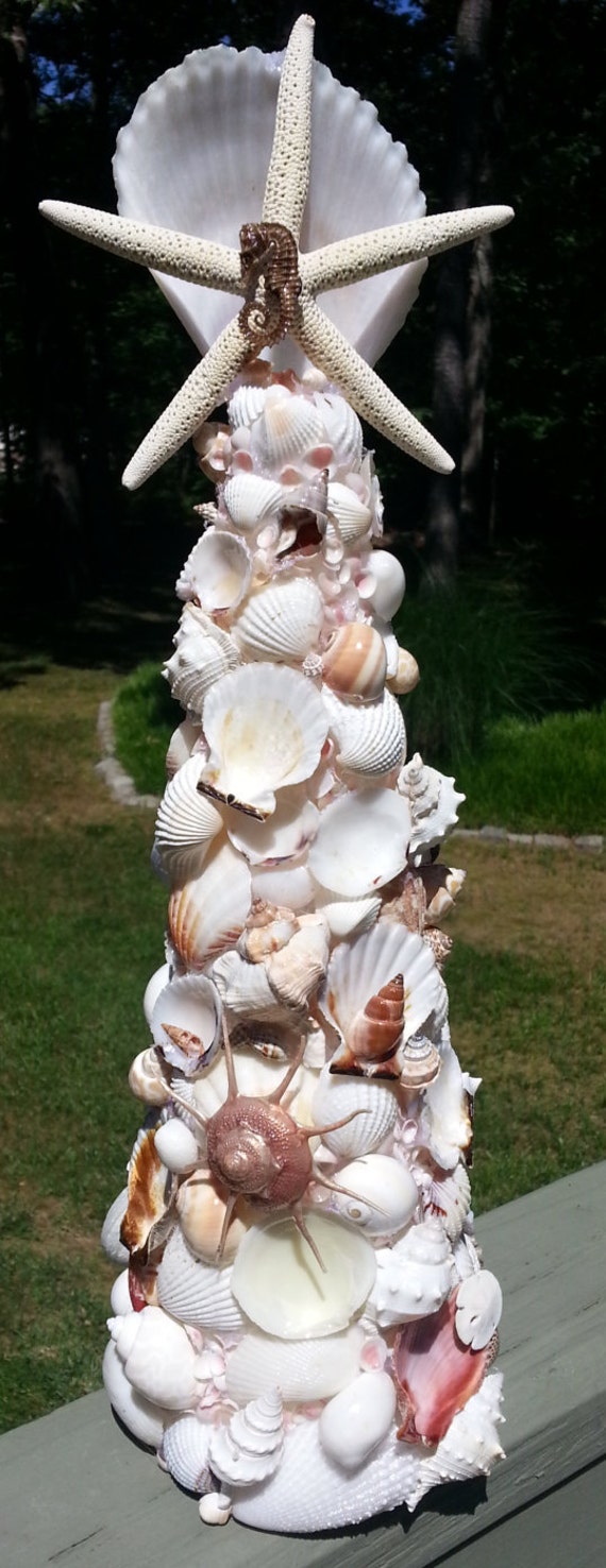 Sea Shell Christmas Tree 15 in. Mixed White Shells Free