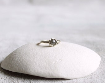 Rose cut diamond ring, White gold rose cut diamond ring, Alternative diamond Engagement Ring, Rustic Wedding Solitaire Ring, rustic ring