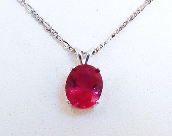 Ruby Pendant Necklace, Julys Birthstone, Fine Jewelry, Birthstone Jewelry, Gifts for Her, Gemstone Necklace, Sterling Silver Necklace Chain