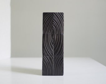 Black vase Rosenthal, Martin Freyer, Thomas studio line, black flower vase with wood-texture, mid century modern, vintage design