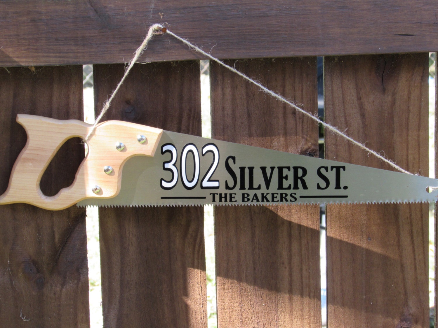 Address sign with reflective house numbers personalized hand