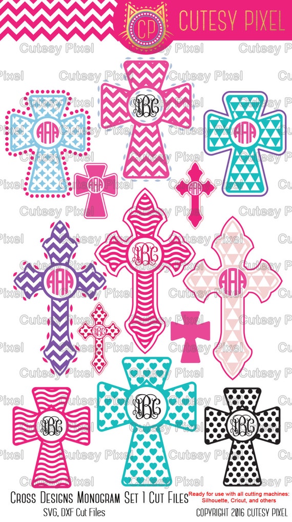 Download 14 Cross Designs Monogram Frames Svg cutting file, Cross ...