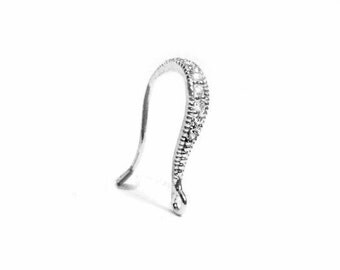 SALE CZ Sterling Silver Ear Wires 16mm RZ102s Rhodium Plated Sterling Silver