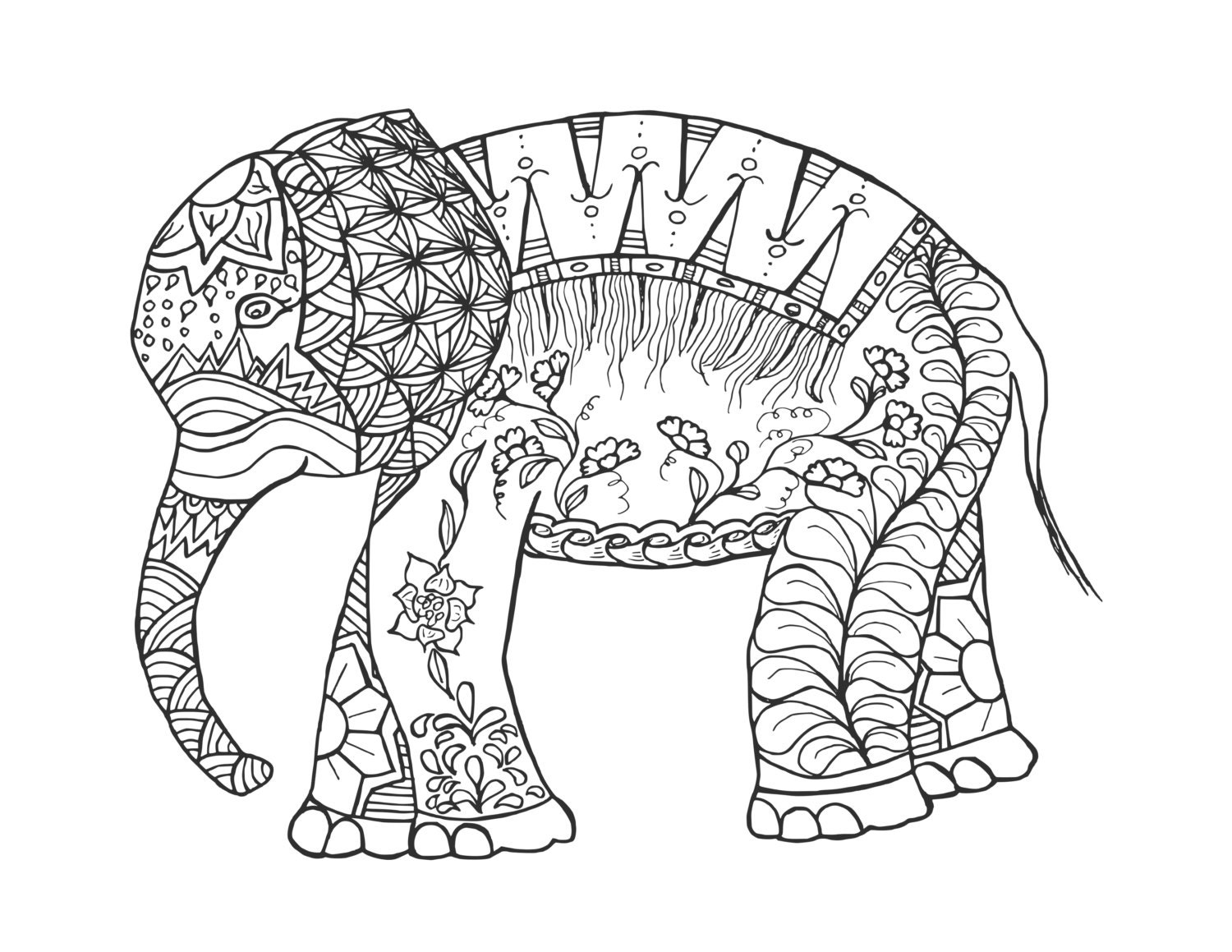 Boho printables: Boho art Elephant coloring page by SheSeddit