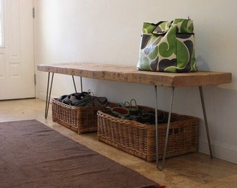 Reclaimed Wood Bench Metal Hairpin Legs