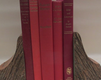 Set of Vintage Berry Coloured Decorative Books - Instant Library - Old Book Collection