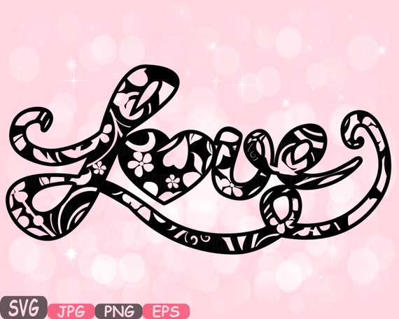 Download Love Flower SVG Heart floral Cut Files Silhouette Valentine