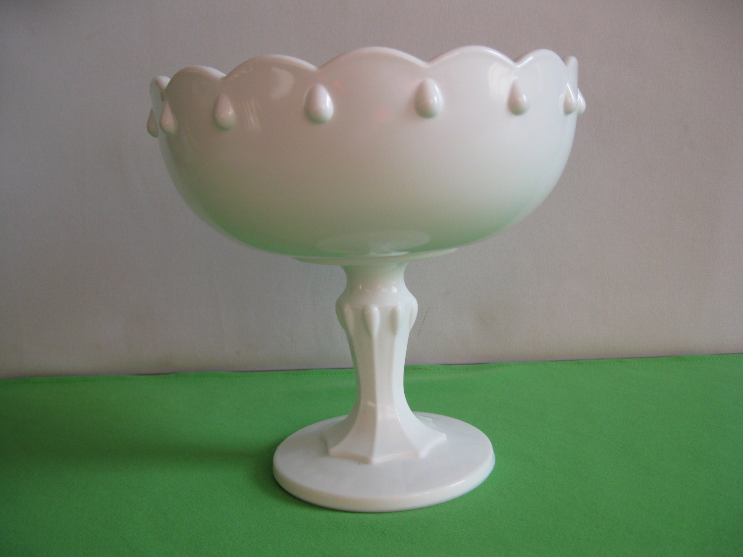 Compote Bowl Indiana Glass Milk White Teardrop Pedestal Fruit