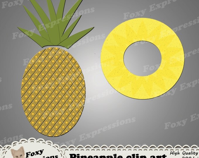 Pineapple delight digital paper comes with pineapples, slices, checkers, & stripes all in this fruits natural shades of orange, green, brown