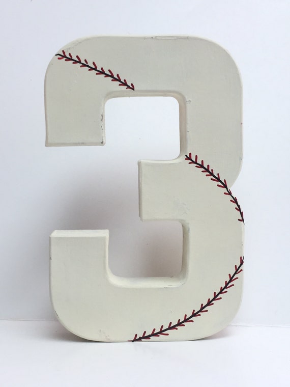 Vintage Rustic Baseball Paper Mache Numbers 8 Paper