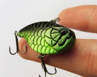 Green fishing lure, Cool fishing lure, tiny fishing lure, Bass fishing lure, Gift for dad, Gift for boyfriend, Gift for son, gift for boss