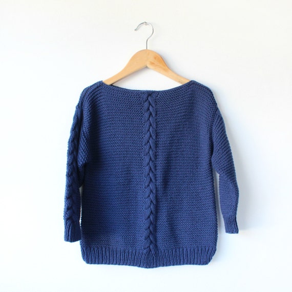 Childrens Cable Sweater PDF Knitting Pattern - Boxy, Drop Sleeve, Braide...