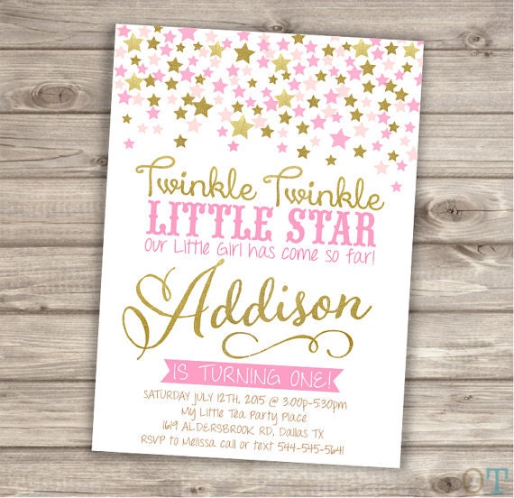 Twinkle Twinkle Little Star First Birthday Invitations 10