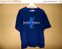 Marry Christmas Sale Vintage 90s YSL Yves Saint Laurent tricots pour homme paris hip hop designer dark Blue