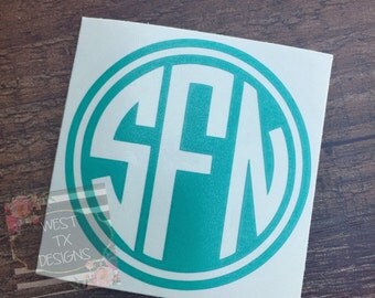Circle Monogram Decal | Personalized Decal | Yeti decal | iPhone Decal | Monogrammed Sticker | Corkcicle Decal | Laptop Decal| Macbook Decal