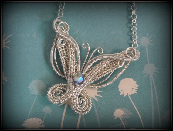 Silver Wire Wrapped Butterfly Pendant Tanzanite by FreeStyles