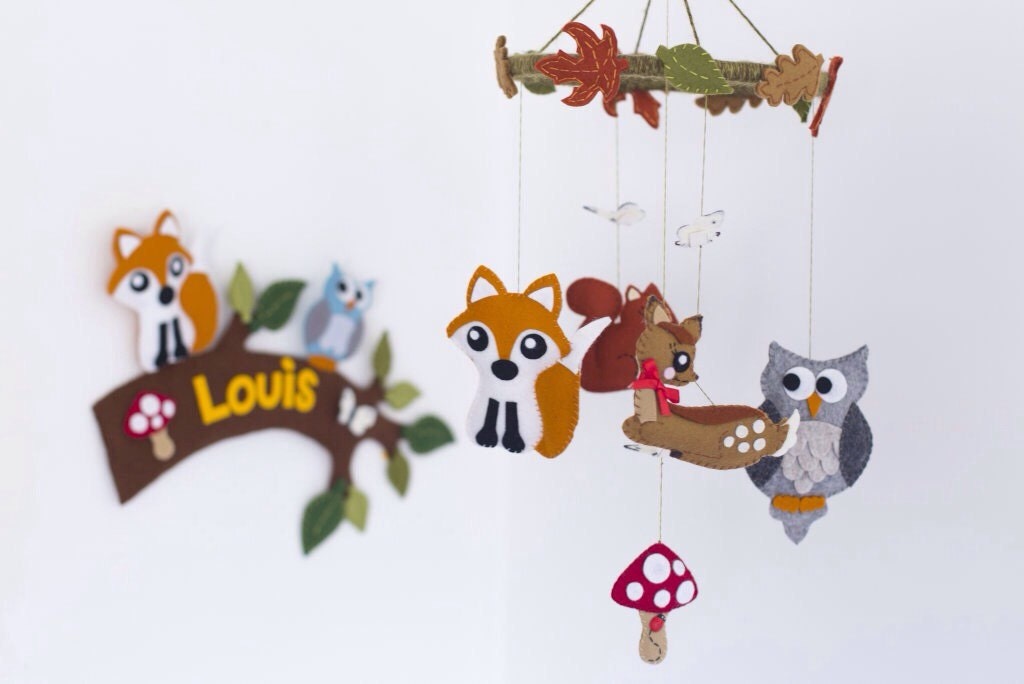 2 piece woodland nursery package with personalized woodland