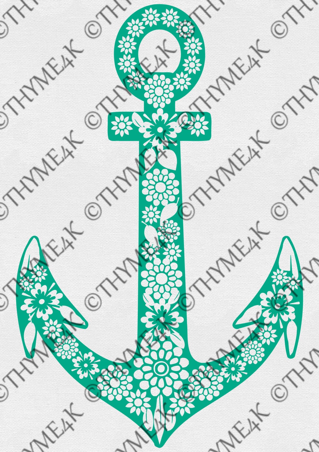 Digital Design "Floral Anchor" Instant Download 3 design files