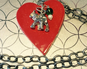 Elephant Stoneware Heart Pendant Necklace