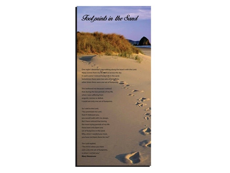 Footprints In The Sand Poem Wall Art Vertical Framed