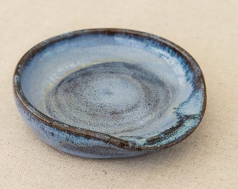Spoon Rest in Blue on Toasted Stoneware