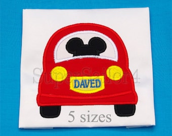 Mouse Car applique design, Mickey applique design, Trip applique design