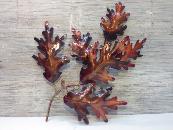 Large Vintage Copper Wall Hanging Branch W/RedOrange And Large Vintage Copper Wall Hanging Branch W/RedOrange And