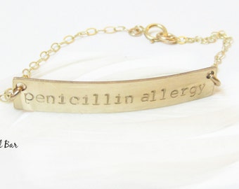 Medical Alert Bracelet, Medical ID Bracelet Personalized Medical Jewelry Allergy Diabetes Bracelet Kids Women Gold Rose Gold Sterling Silver