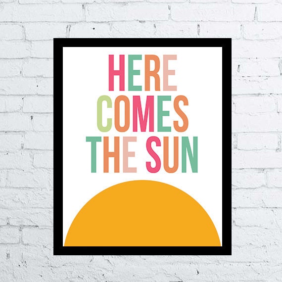 Items similar to Here Comes the Sun song lyric art, song quotes, song ...