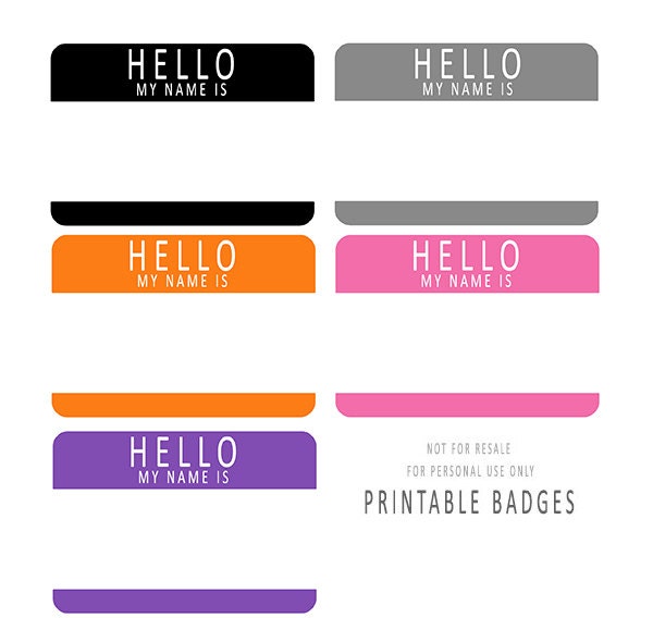 Grey Hello My Name Is Printable Badges Sale By Elasticheart0