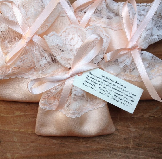 Items similar to jordan almond bags, lace favor bags, italian wedding ...