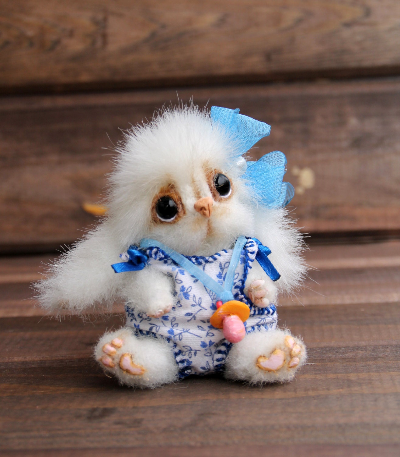 Baby teddy rabbit girl in blue teddy bunny teddy bear soft