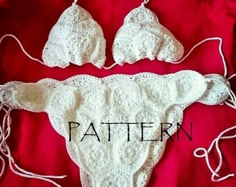 UNIQUE Crochet Bikini PATTERN. Tutorial.Swimsuit Pattern.Brazilian bikini pattern.Crochet Pattern.White crochet bikini.Crochet bathing suit