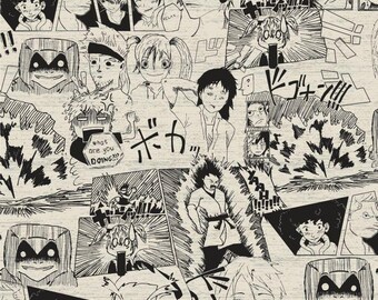 Japanese Style Cartoon Print Jersey Fabric, Extra Wide - Half Metre