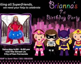 Girl Super Hero Invitation, Girl Super Hero Birthday, Girl Super Hero Party, Girl Power Invitation,Girl Super Hero Printable Birthday Invite